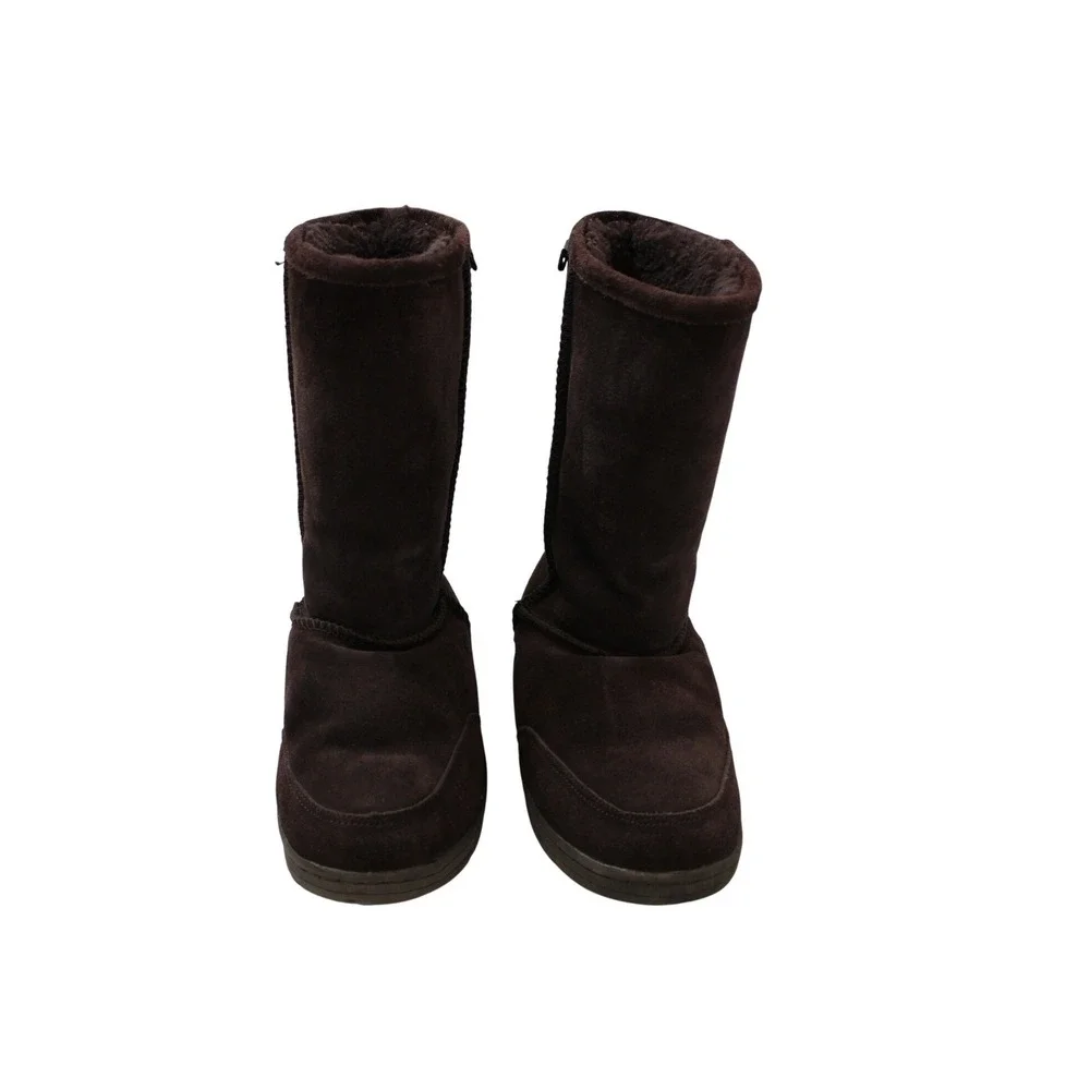 Bearpaw Suede Mid Calf Boots Women Size‎ 8 Brown EUC Faux Fur Lined Winter Cozy